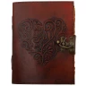 Leather Journal with Plant Heart Motive and Swing Hook Clasp